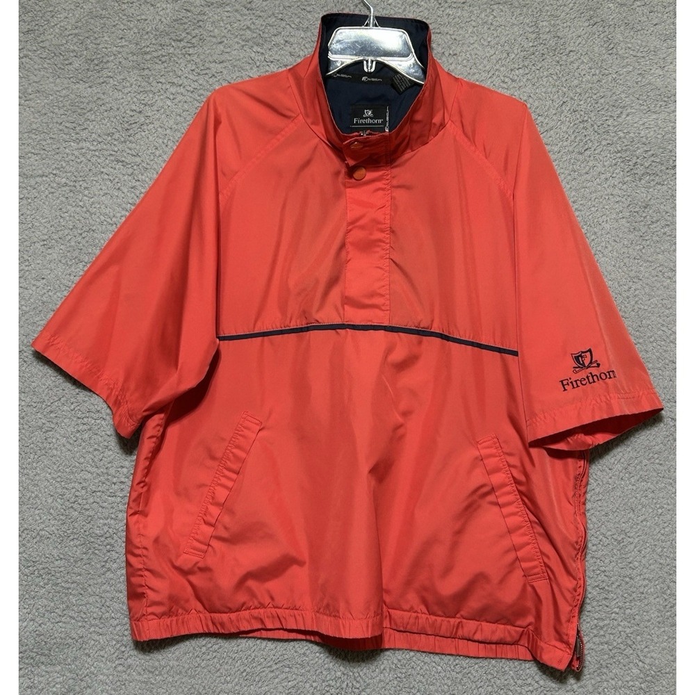 F-Tech By FIRETHORN Red Windbreaker Jacket Golf S/S Zip Snap Mock Neck Sz L‎